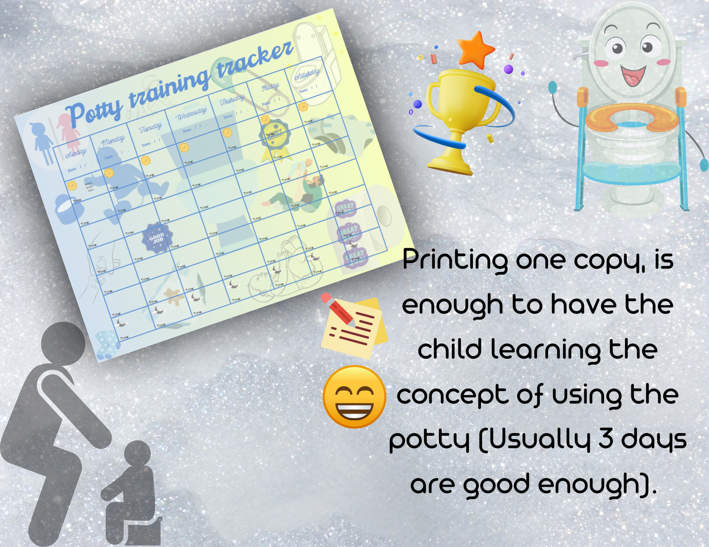 Cute potty training tracker, boy.