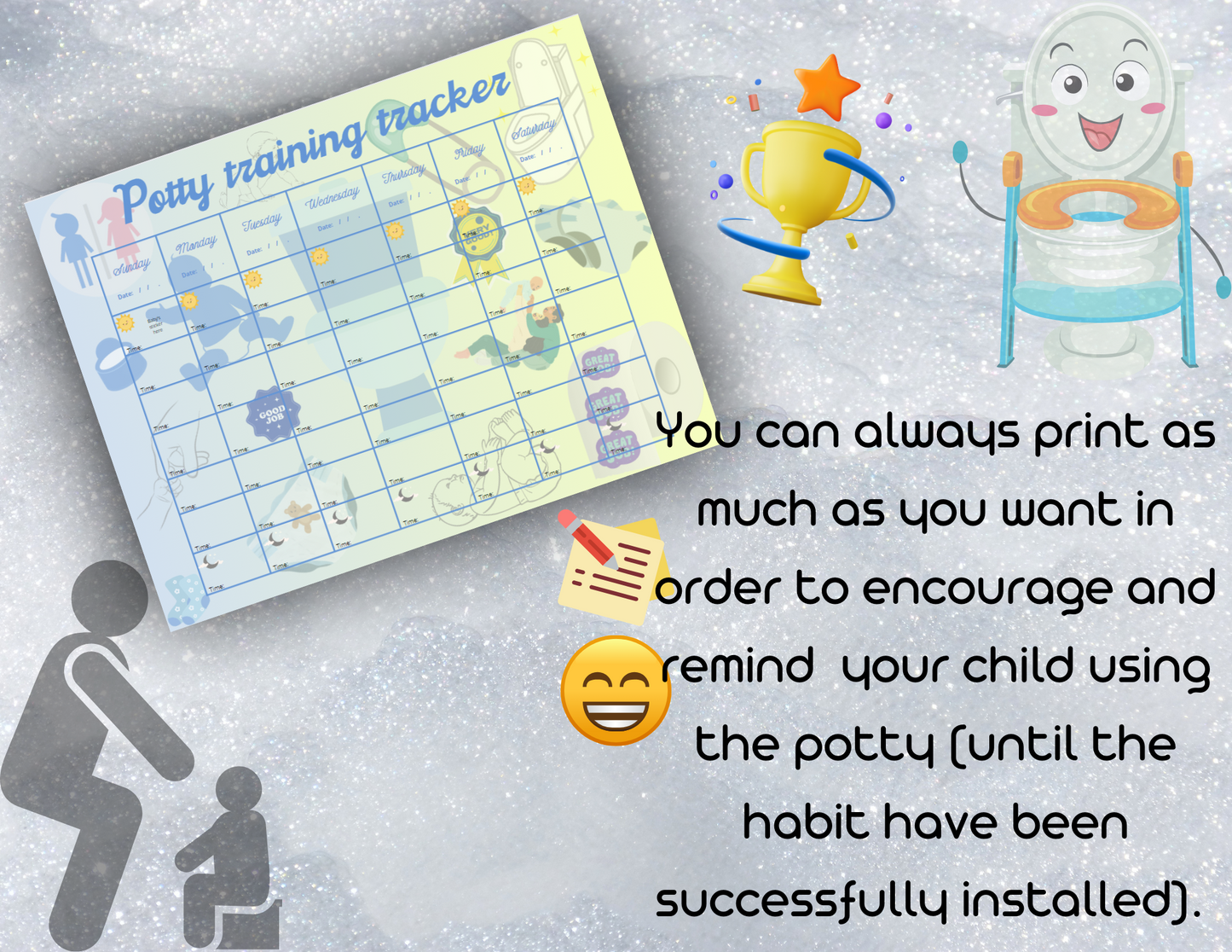 Cute potty training tracker, boy.