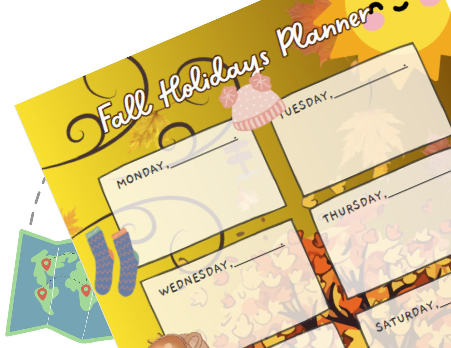 Printable fall holiday's family planner
