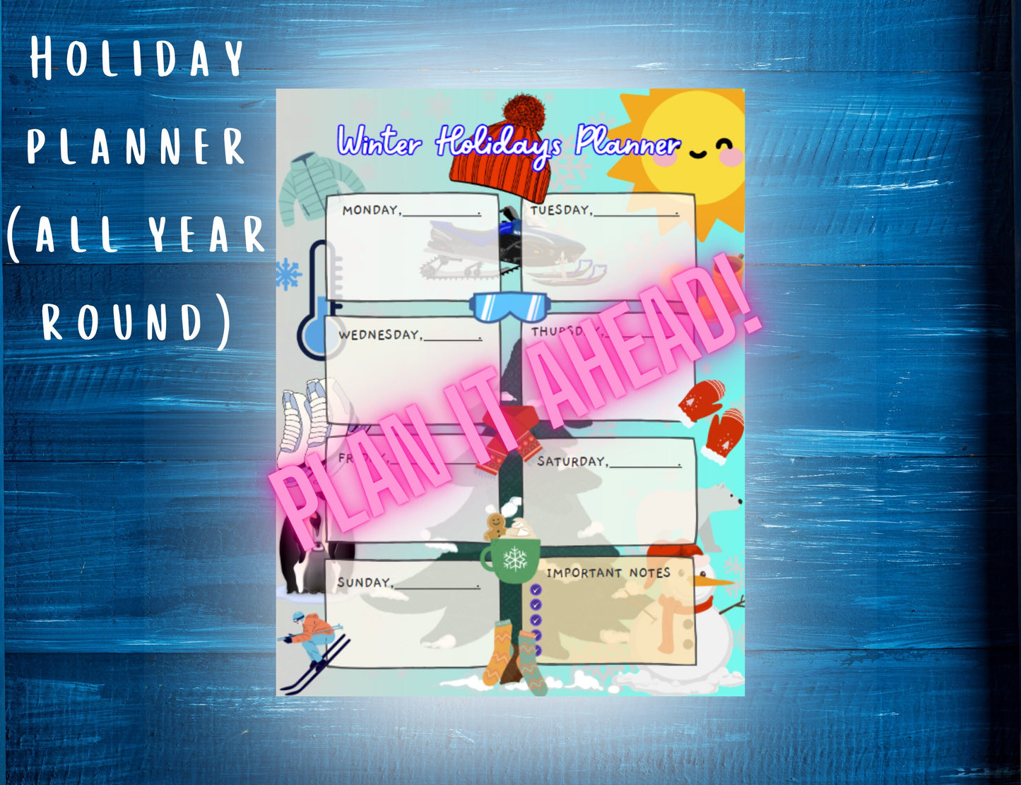 Printable winter holiday's family planner