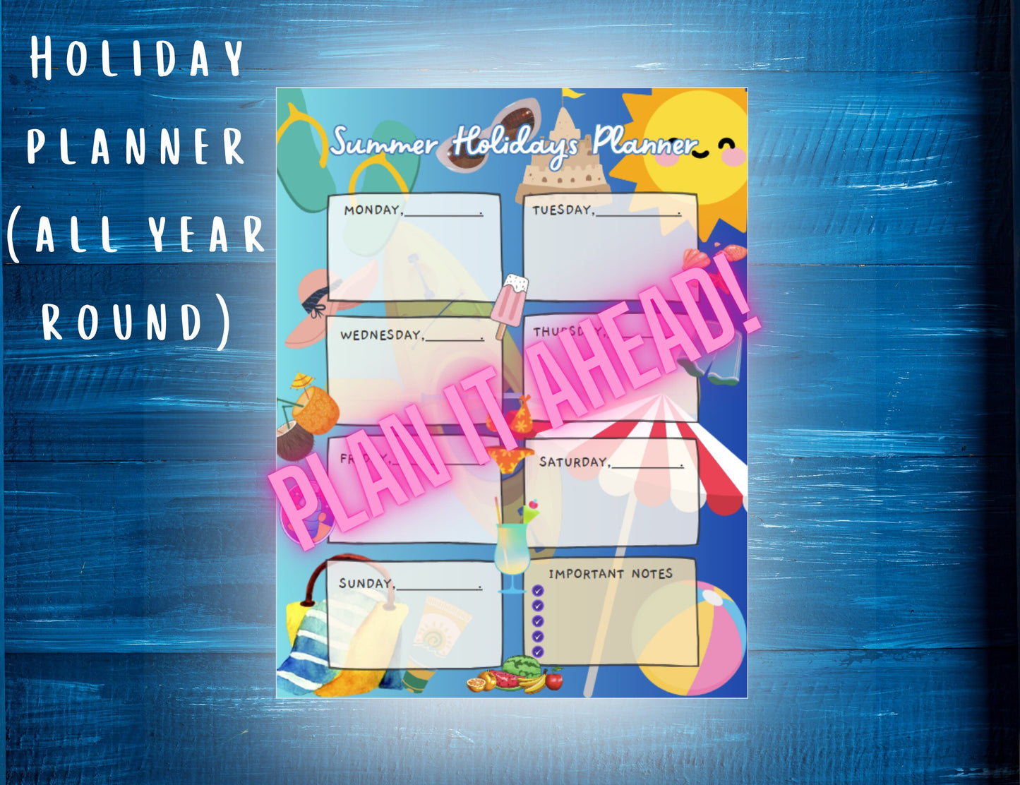 Printable summer holiday's family planner