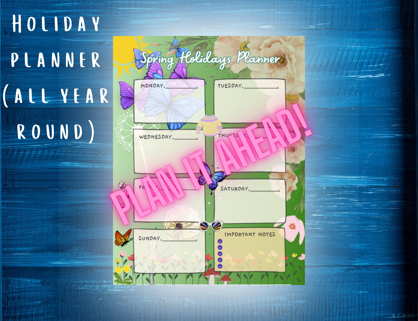 Printable spring holiday's family planner